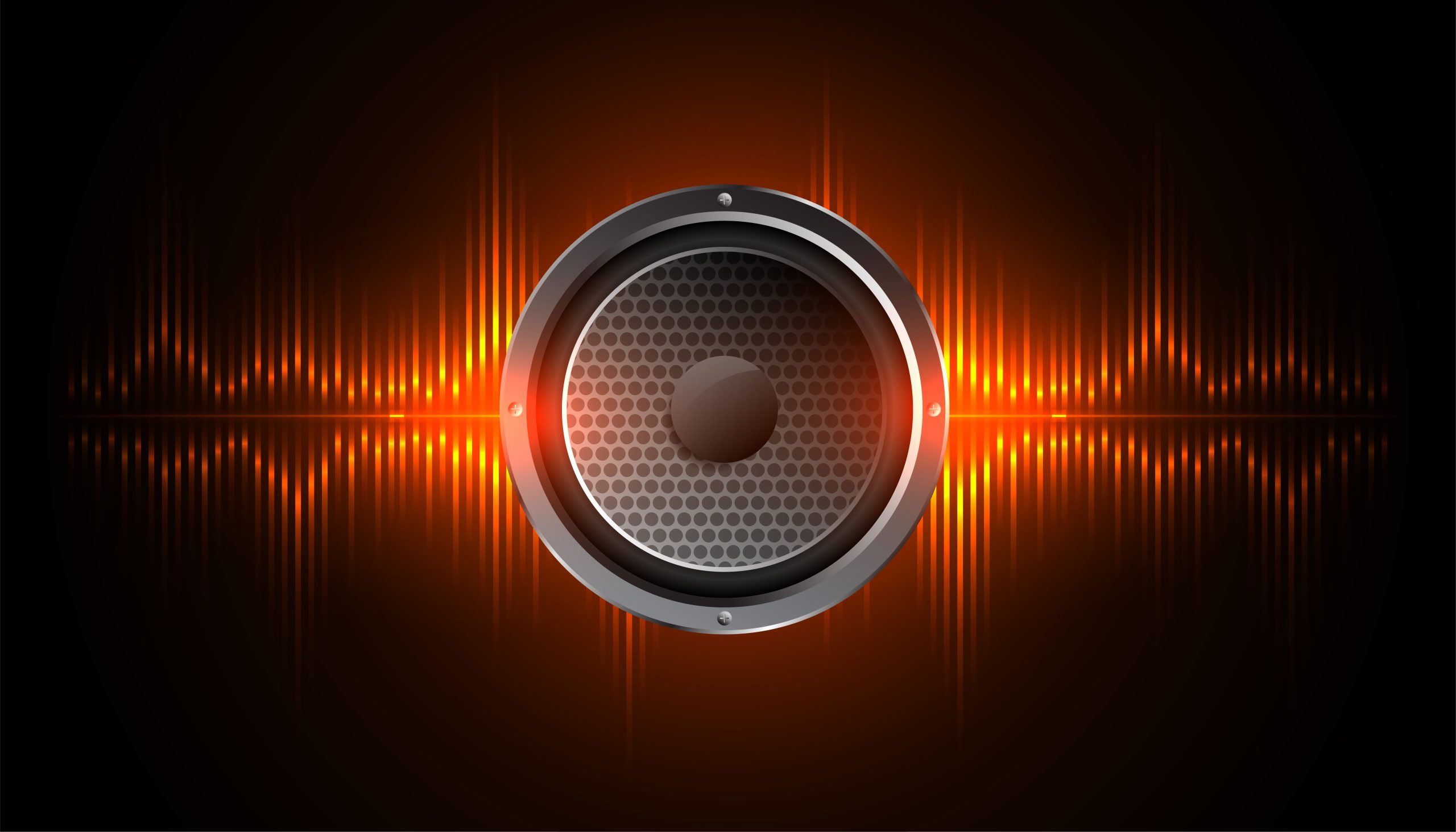 musical stereo background with glowing audio equalizer Seven plus,PA system