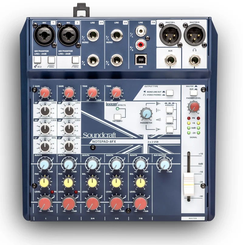 Soundcraft Notepad 8 Small-format Analog Mixing Console with USB I/O and Lexicon Effects