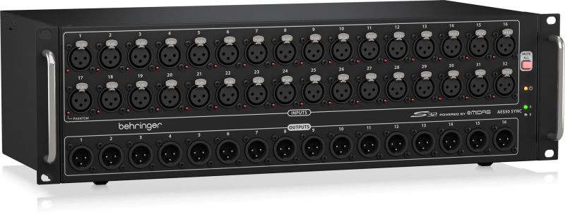 Behringer S32 I/O Box with 32 Remote-Controllable Midas Preamps, 16 Outputs and AES50 Networking featuring Klark Teknik SuperMAC Technology - Image 2