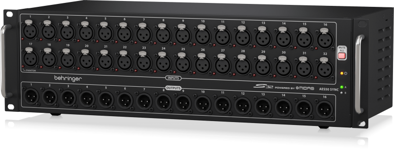 Behringer S32 I/O Box with 32 Remote-Controllable Midas Preamps, 16 Outputs and AES50 Networking featuring Klark Teknik SuperMAC Technology - Image 4