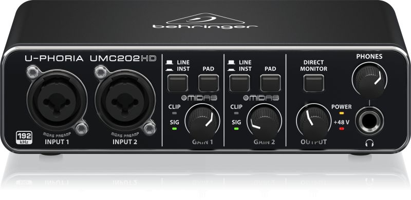 Behringer UMC202HD Audiophile 2x2, 24-Bit/192 kHz USB Audio Interface with Midas Mic Preamplifiers - Image 5