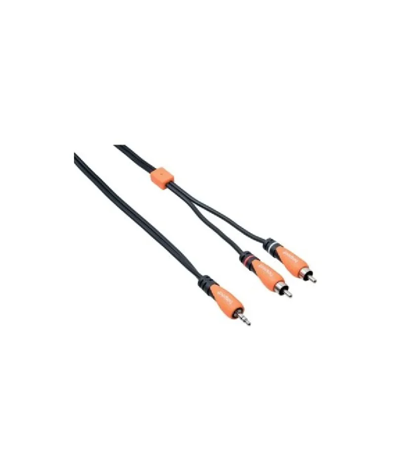 Bespeco SLYMSR500 3.5mm TRS Male to Dual RCA Male Y-Cable, Ultraflexible, Long Lasting Jacket, Spiral Shielding, 5m